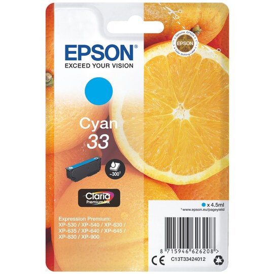 Epson Claria Premium 33 mustekasetti (syaani)