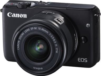Canon EOS M10 kamera + 15-45 mm objektiivi (musta)