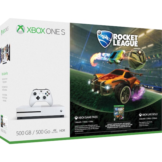 Xbox One S 500 GB + Rocket League (valkoinen)
