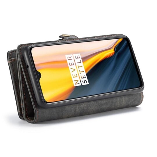 CaseMe Lompakkokotelo 11-kortti OnePlus 7  - Musta / harmaa