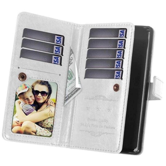 Lompakkotelo Flexi 9-kortti Samsung Galaxy A80 (SM-A805F)  - valkoinen