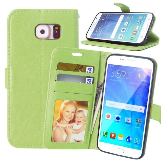 Lompakkokotelo 3-kortti Samsung Galaxy S6 (SM-G920F)  - vihreä