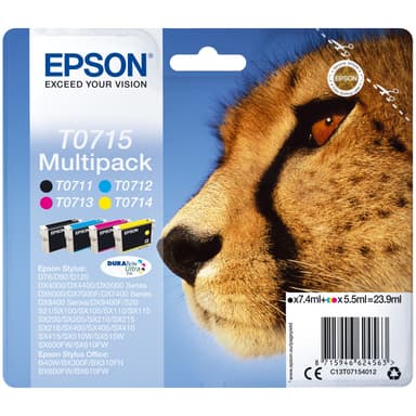 Epson DuraBrite Ultra T071 mustekasetti (4 värin monipakkaus)