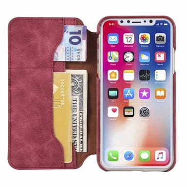 Lompakkokotelo Slim PU Apple iPhone X / Xs  - punainen
