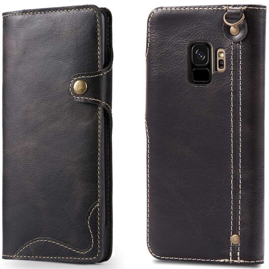 Lompakkokotelo 3-kortti aito nahka Samsung Galaxy S9 (SM-G960F)  - sin