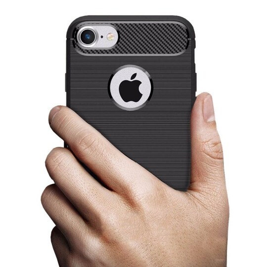 Harjattu TPU kuori Apple iPhone 7/8  - musta