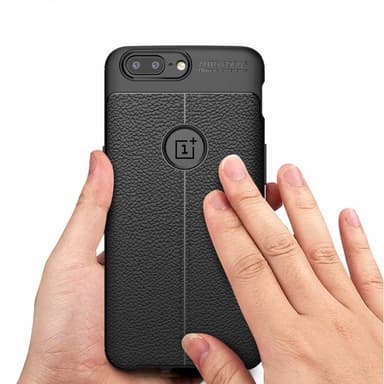 Nahkakuvioitu TPU kuori OnePlus 5 (A5000)  - musta
