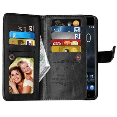 Lompakkotelo Flexi 9-kortti Nokia 2 (TA-1035)  - musta
