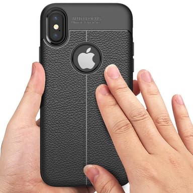 Nahkakuvioitu TPU kuori Apple iPhone X / Xs  - punainen