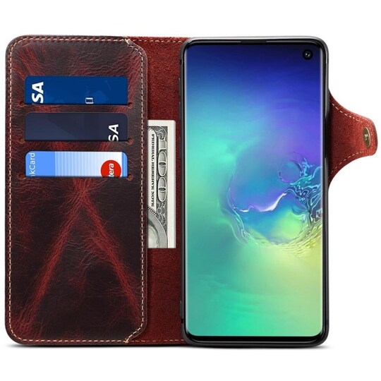 Lompakkokotelo 3-kortti aito nahka Samsung Galaxy S10E (SM-G970F)  - r