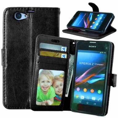 Lompakkokotelo 3-kortti Sony Xperia Z1 Compact (D5503)  - musta