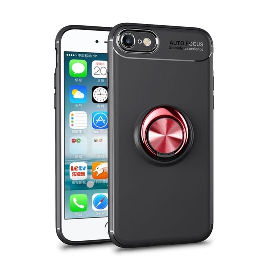 Slim Ring kotelo Apple iPhone 7/8  - Musta / punainen