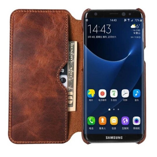 Lompakkokotelo slim nahka Samsung Galaxy S8 Plus (SM-G955F)  - ruskea