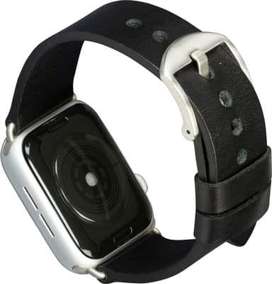 dbramante1928 Bornholm Apple Watch 42-45 mm nahkaranneke (musta/hopea)