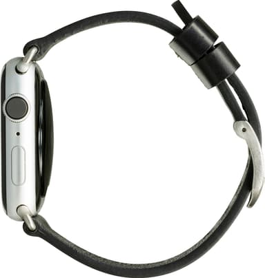 dbramante1928 Bornholm Apple Watch 42-45 mm nahkaranneke (musta/hopea)