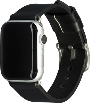 dbramante1928 Bornholm Apple Watch 42-45 mm nahkaranneke (musta/hopea)