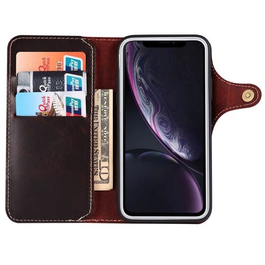 Lompakkokotelo 3-kortti aito nahka Apple iPhone XR (6.1 ")  - häränv