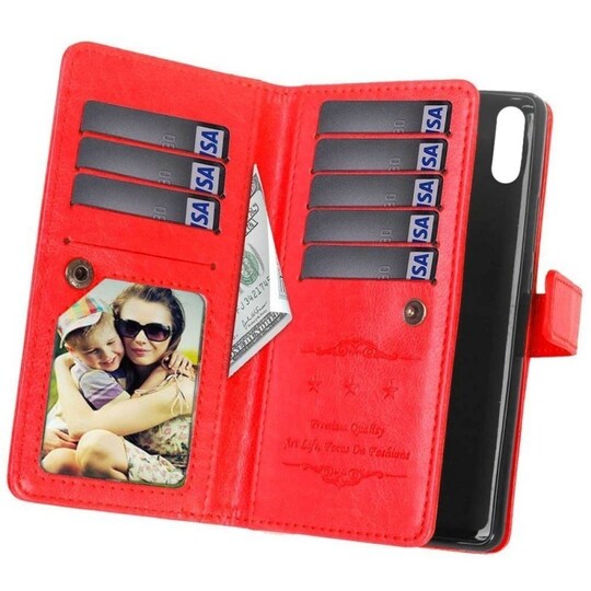 Lompakkotelo Flexi 9-kortti Motorola One Vision (XT1970)  - punainen