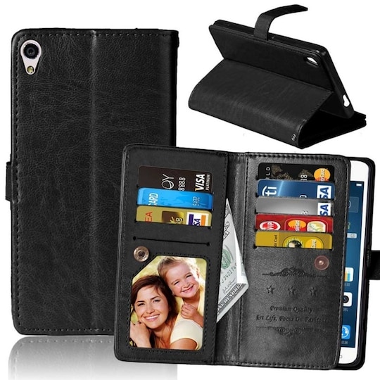Lompakkotelo Flexi 9-kortti Sony Xperia XA Ultra (F3211)  - musta