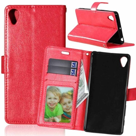 Lompakkokotelo 3-kortti Sony Xperia E5 (F3311)  - punainen