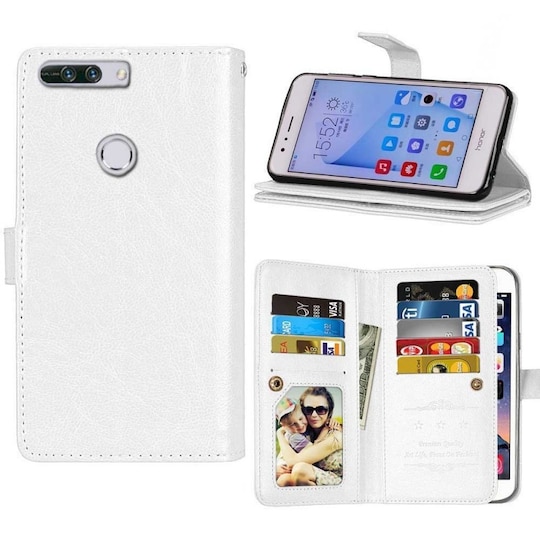 Lompakkotelo Flexi 9-kortti Huawei Honor 8 Pro (DUK-L09)  - valkoinen