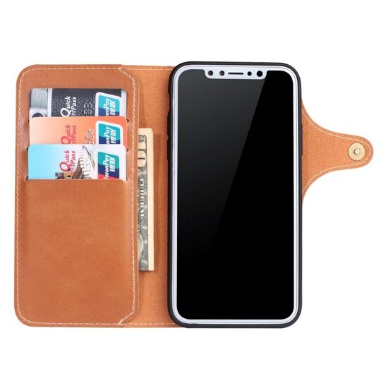 Retro lompakkokotelo Apple iPhone X / Xs  - Tummanruskea