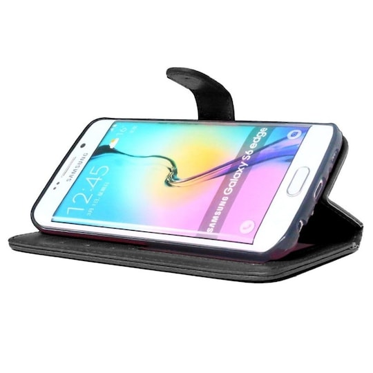 Lompakkokotelo 3-kortti Samsung Galaxy S6 Edge (SM-G925F)  - musta