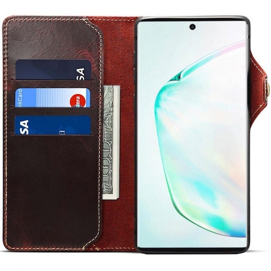 Lompakkokotelo 3-kortti aito nahka Samsung Galaxy Note 10 Plus (SM-N97