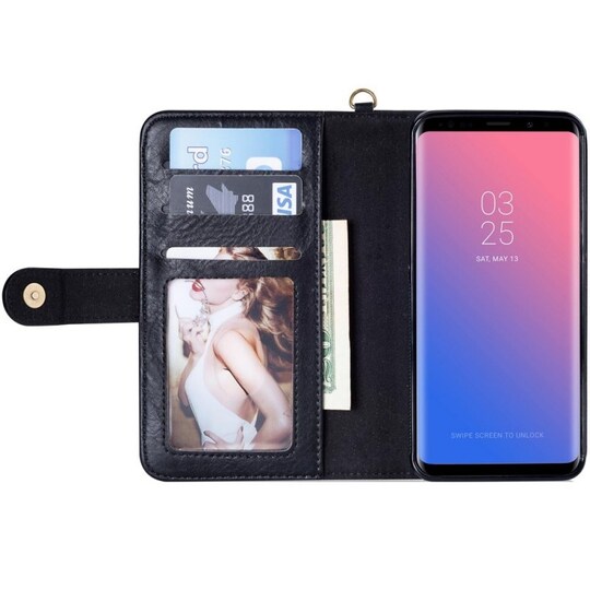 Lompakkokotelo 3i1 11-kortti Samsung Galaxy S9 Plus (SM-G965F)  - puna