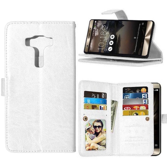 Lompakkotelo Flexi 9-kortti Asus Zenfone 3 Deluxe (ZS550KL)  - valkoin