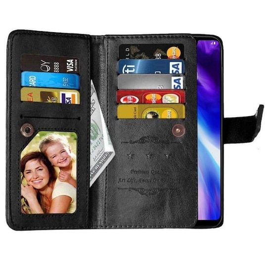 Lompakkotelo Flexi 9-kortti LG G7 ThinQ (G710EM)  - musta