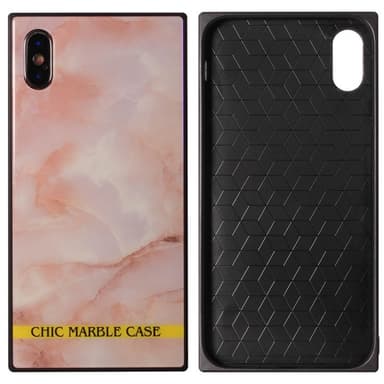 Tyylikäs marmorikuori karkaistu lasi Apple iPhone X / Xs  - musta