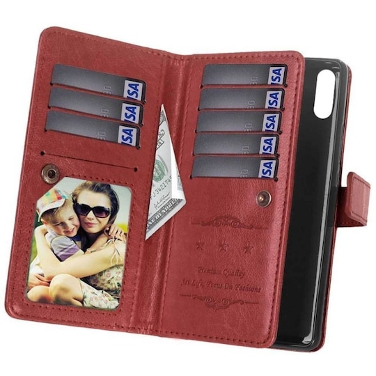 Lompakkotelo Flexi 9-kortti Motorola One Vision (XT1970)  - ruskea