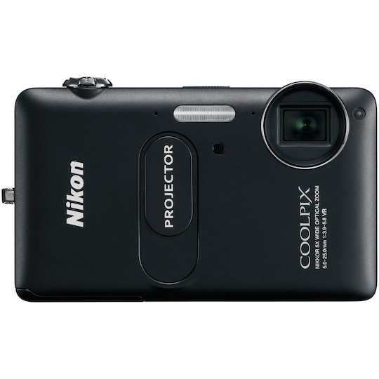 Nikon CoolPix S1200pj digikamera (musta)