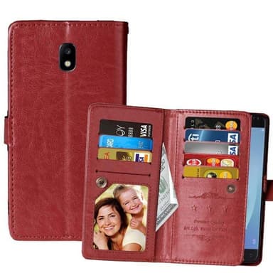 Lompakkotelo Flexi 9-kortti Samsung Galaxy J3 2017 (SM-J330F)  - ruske
