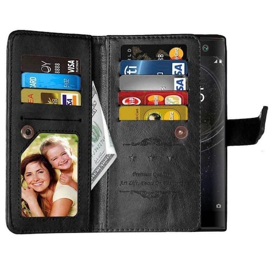 Lompakkotelo Flexi 9-kortti Sony Xperia XA2 Ultra (H4213)  - musta