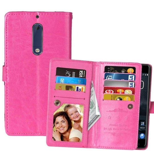 Lompakkotelo Flexi 9-kortti Nokia 5 (TA-1053)  - pinkki