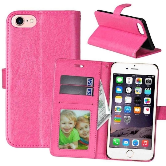 Lompakkokotelo 3-kortti iPhone 7/8  - pinkki
