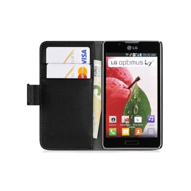 Lompakkokotelo 2-kortti LG Optimus L7 II (P710)  - musta