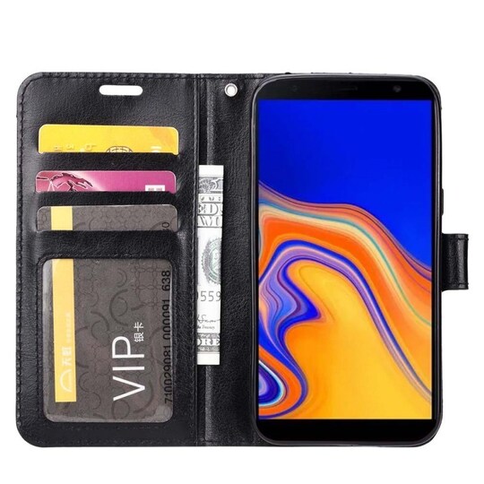 Lompakkokotelo 3-kortti Samsung Galaxy J4 Plus (SM-J415F)  - musta