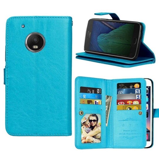 Lompakkotelo Flexi 9-kortti Motorola Moto G5 (XT1670)  - sininen