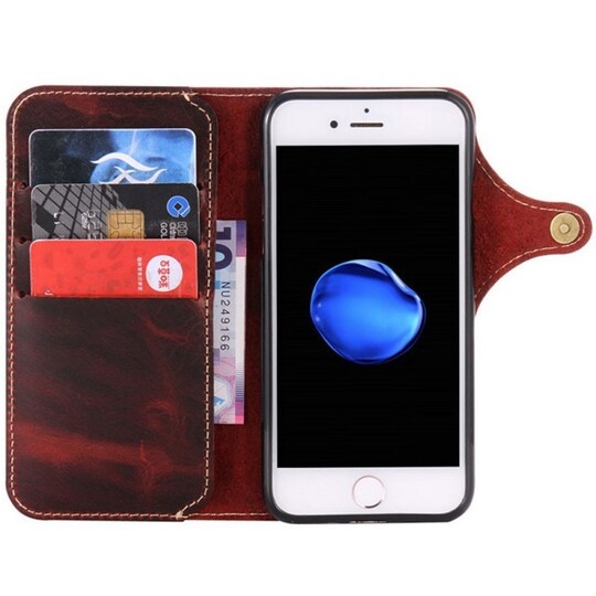 Lompakkokotelo 3-kortti aito nahka Apple iPhone 7/8  - sininen
