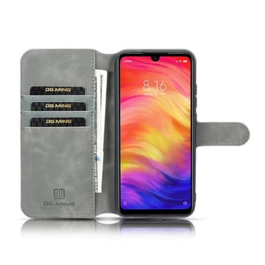 DG-Ming Lompakkokotelo 3-kortti Xiaomi Redmi Note 7 (6.3")  - harmaa