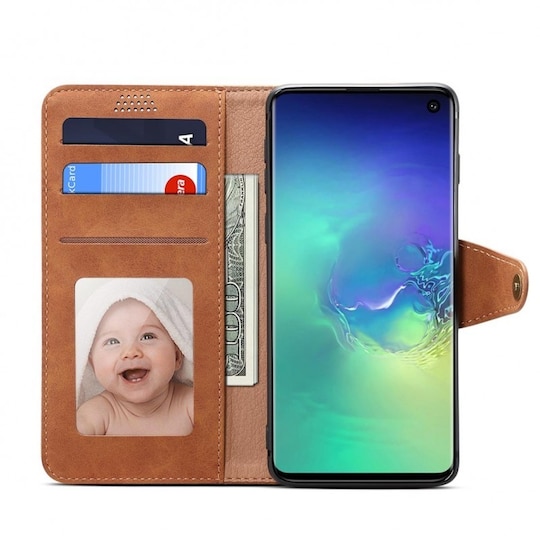 Lompakkokotelo 3-kortti Samsung Galaxy S10 (SM-G973F)  - ruskea