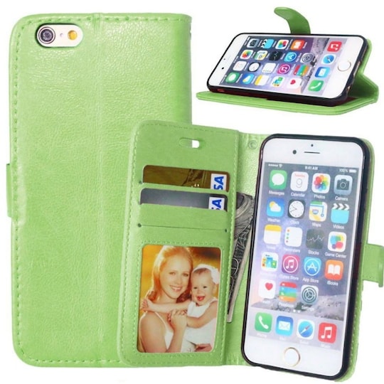 Lompakkokotelo 3-kortti Apple iPhone 6, 6S  - vihreä