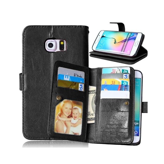 Lompakkotelo Flexi 9-kortti Samsung Galaxy S6 Edge (SM-G925F)  - musta