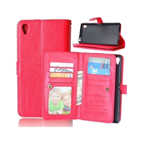 Lompakkotelo Flexi 9-kortti Sony Xperia XA1 (G3121)  - punainen