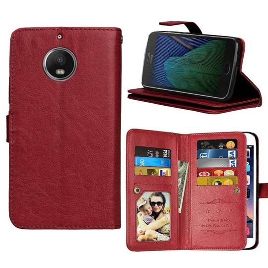 Lompakkotelo Flexi 9-kortti Motorola Moto G5s Plus (XT1805)  - ruskea