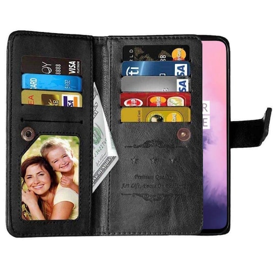 Lompakkotelo Flexi 9-kortti OnePlus 7  - musta
