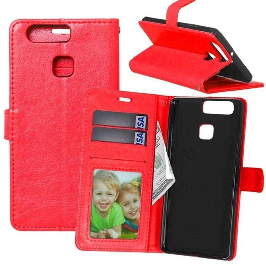 Lompakkokotelo 3-kortti Huawei P9 (EVA-L09)  - punainen